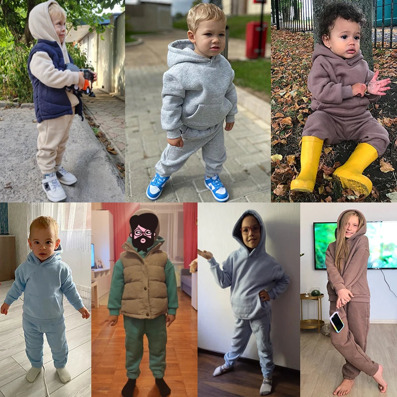 VibeWear™ Ensemble Enfant Hiver 2 Pièces Polaire — 18 Mois à 12 Ans