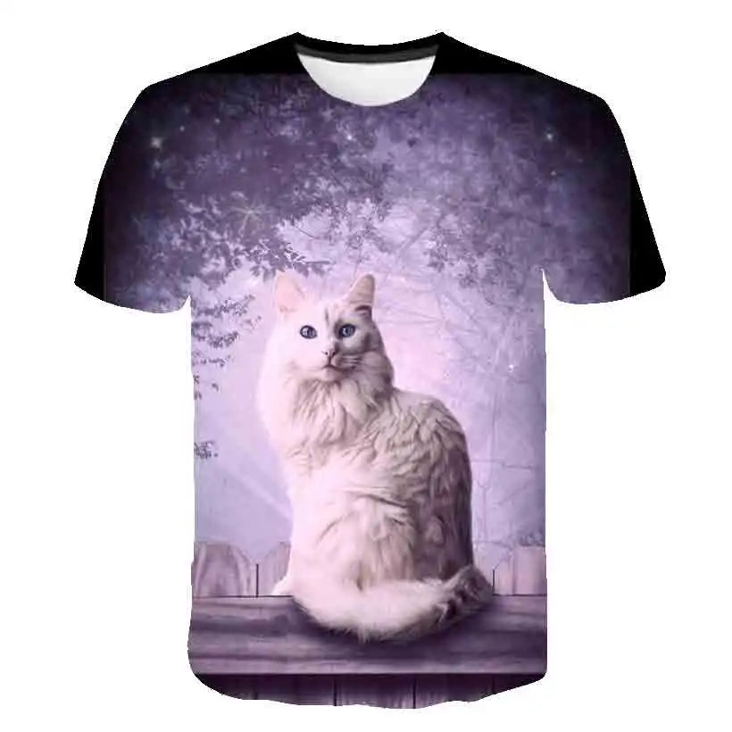 VibeWear™ T-Shirt Enfant Kawaii Chat 3D — Unisexe 7-13 Ans