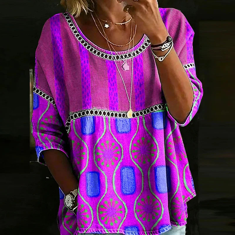 VibeWear™ T-shirt Vintage Print Femme — coupe
