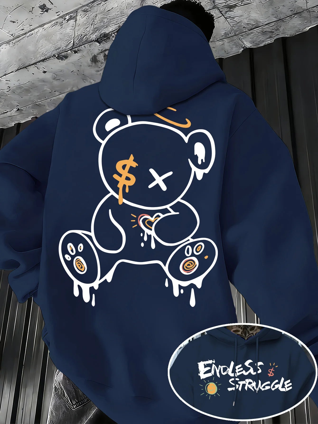 VibeWear™ Money Bear Oversized Hoodie Sweatshirt with Print