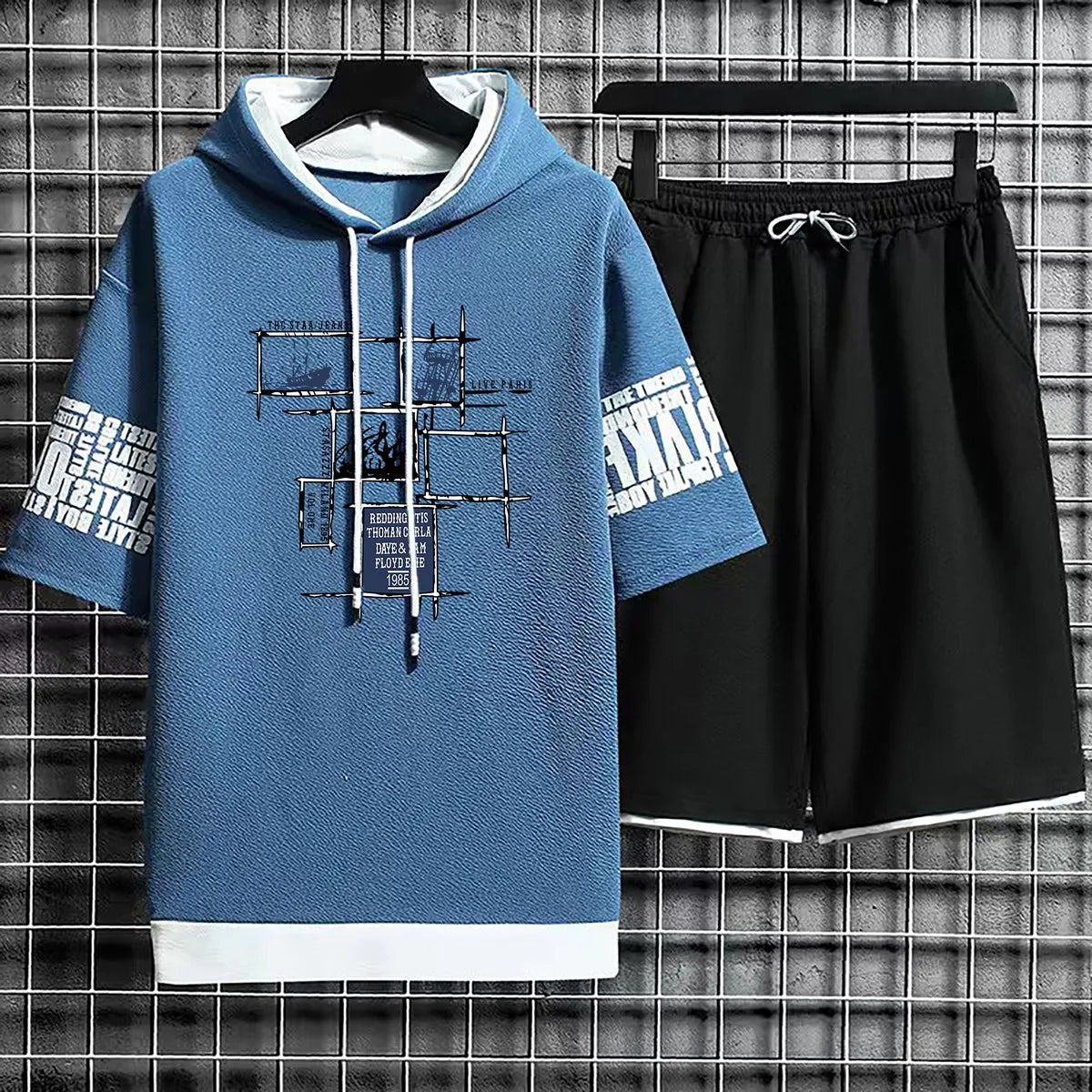 VibeWear™ Short-Sleeve Hoodie & Shorts Set