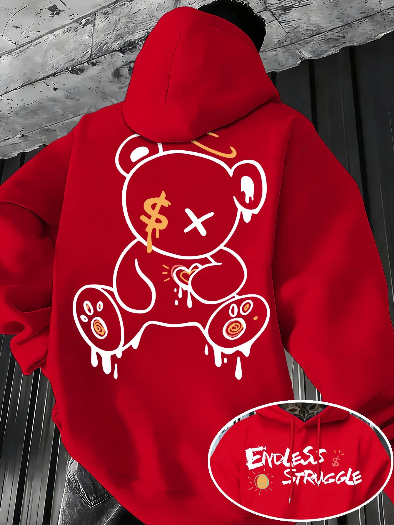 VibeWear™ Money Bear Oversized Hoodie Sweatshirt with Print