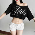 VibeWear™ — Crop Top Off Shoulder Hip Hop Femme
