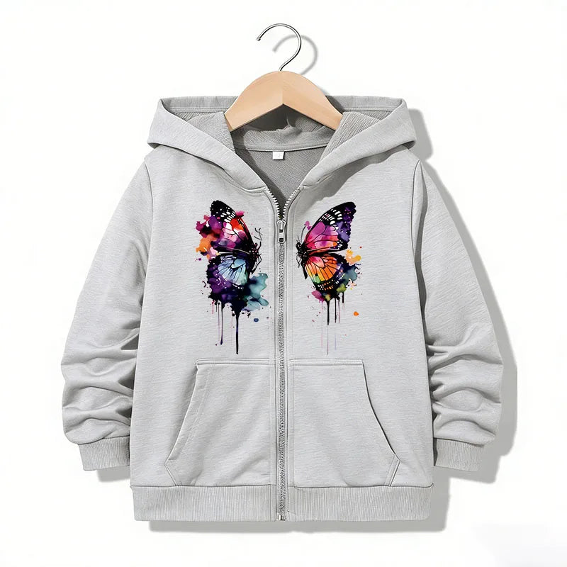 VibeWear™ — Hoodie Zippé Papillon Enfant