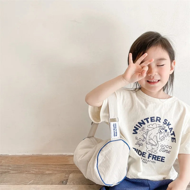 VibeWear™ T-Shirt Enfant 100% Coton Cartoon & Lettres — Unisexe 4-6 Ans