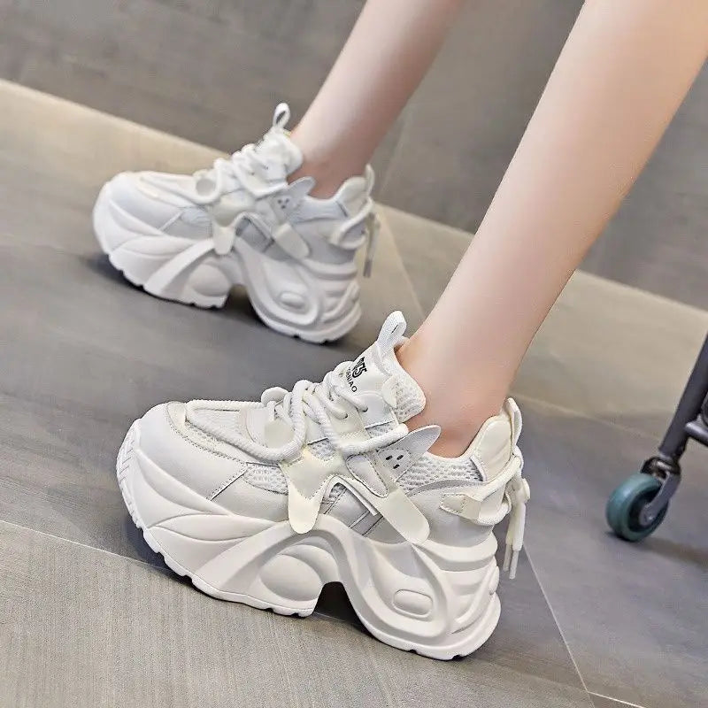 VibeWear™ Sneakers Femme Chunky Blanches — Dad Shoes Semelle Épaisse & Sangles