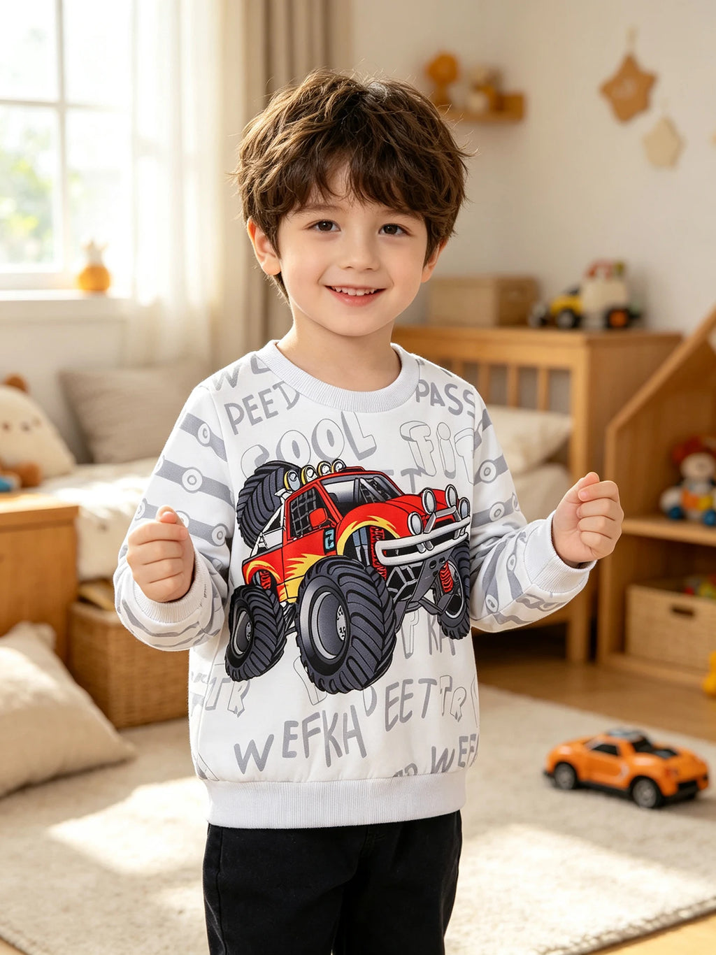 Sweatshirt Enfant Imprimé Voiture — VibeWear