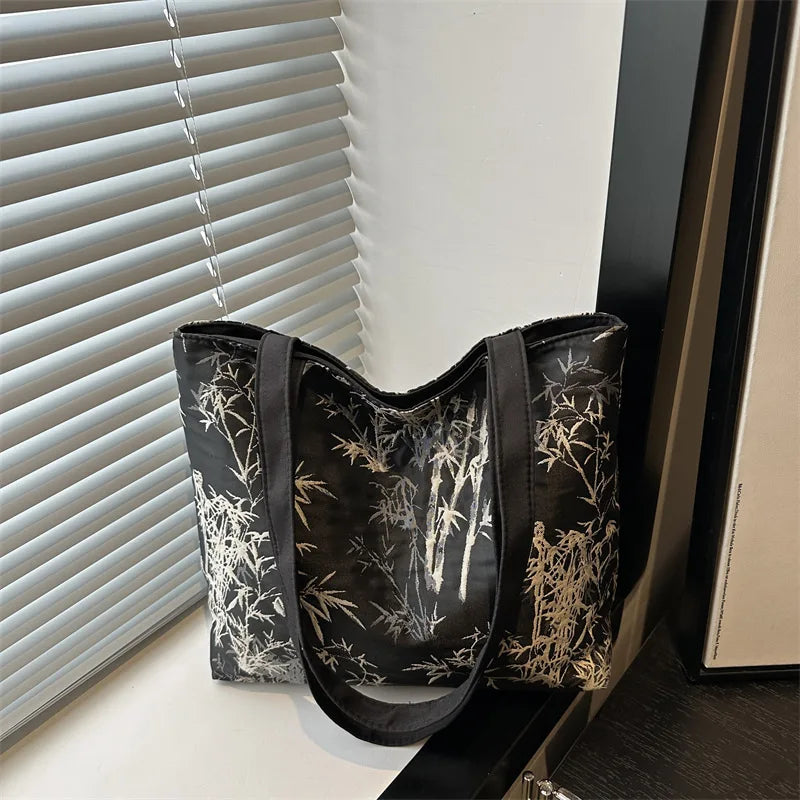 VibeWear™ Tote Bag Femme Grande Capacité — Broderie Florale Style Urban