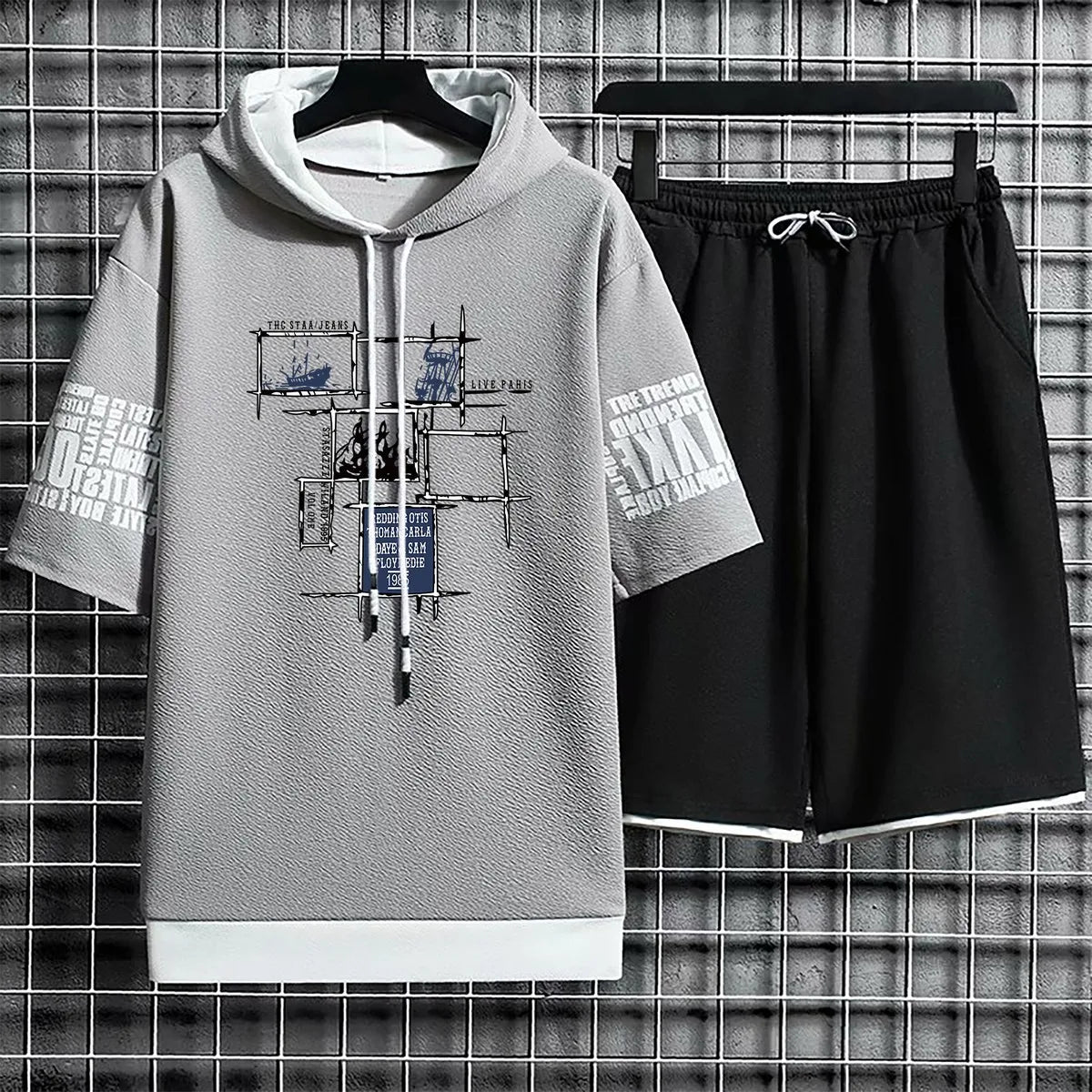 VibeWear™ Short-Sleeve Hoodie & Shorts Set