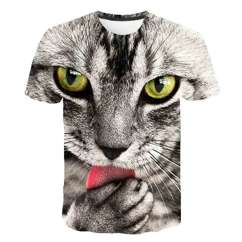VibeWear™ T-Shirt Enfant Kawaii Chat 3D — Unisexe 7-13 Ans