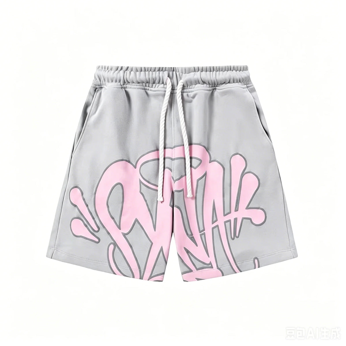 VibeWear™ Short Streetwear Noir Graffiti Lettres Blanc — Séchage Rapide Unisexe