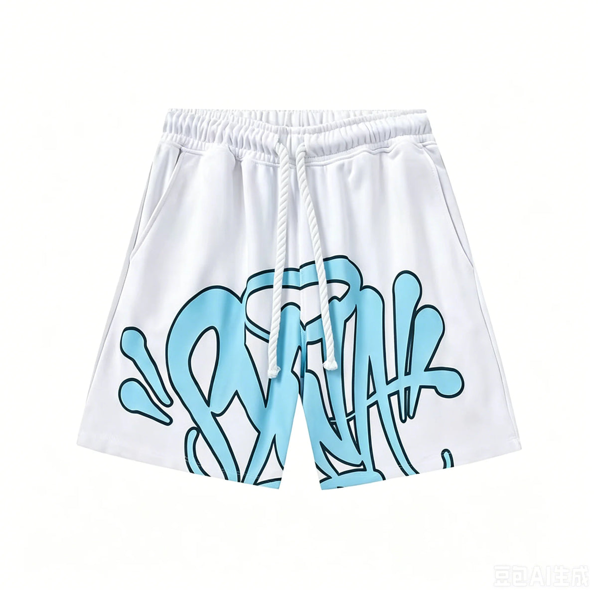 VibeWear™ Short Streetwear Noir Graffiti Lettres Blanc — Séchage Rapide Unisexe