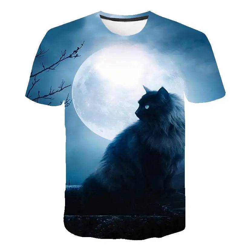 VibeWear™ T-Shirt Enfant Kawaii Chat 3D — Unisexe 7-13 Ans