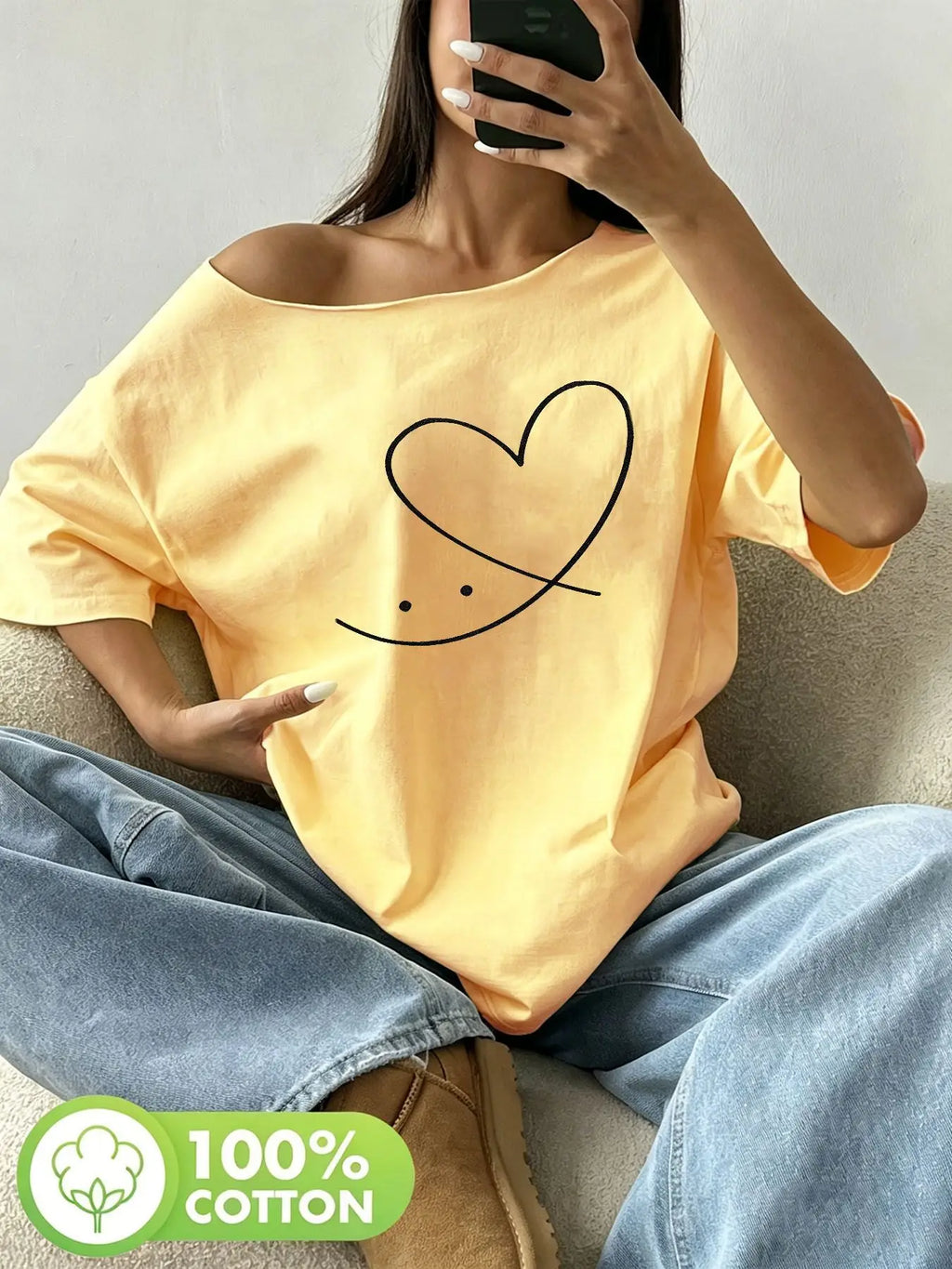 T-shirt Smile Face Y2K Oversize — VibeWear