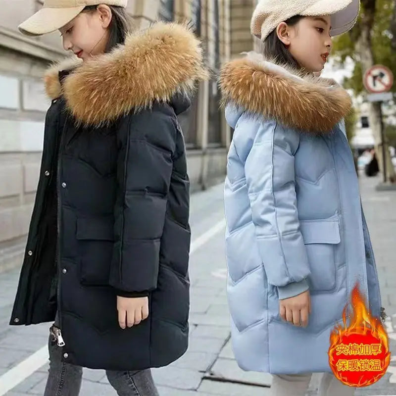 VibeWear™ Doudoune Fille Hiver à Capuche Fourrure — 6-14 Ans