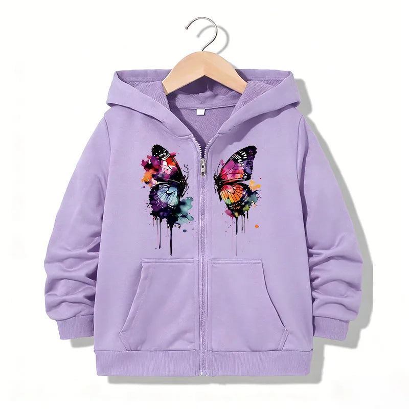 VibeWear™ — Hoodie Zippé Papillon Enfant