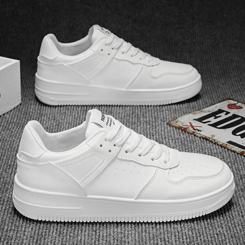 VibeWear™ Sneakers Basses Blanches Style Skate — Unisexe Pointures 39-44