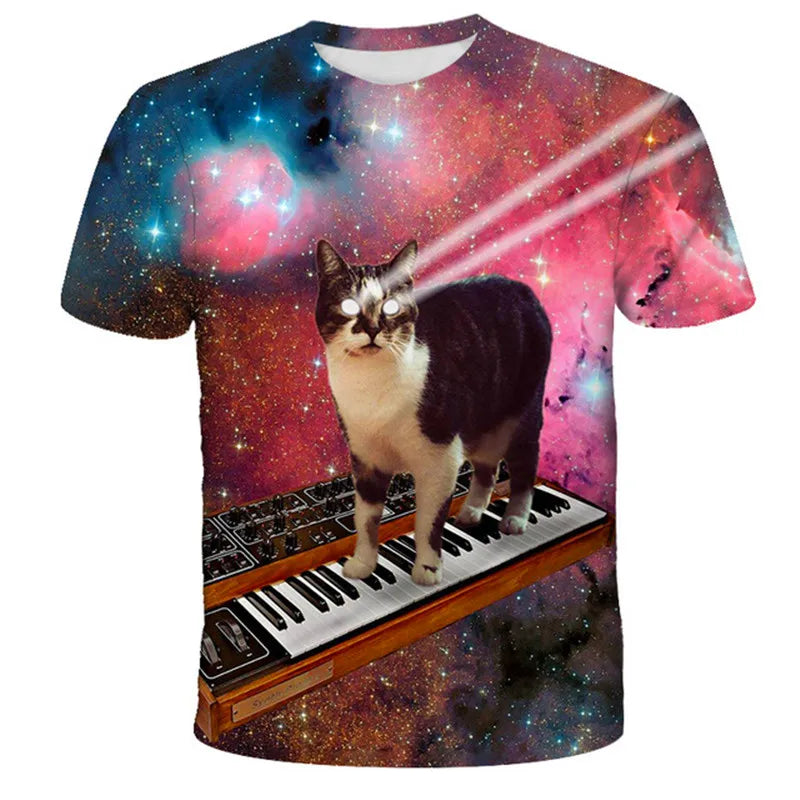 VibeWear™ T-Shirt Enfant Kawaii Chat 3D — Unisexe 7-13 Ans
