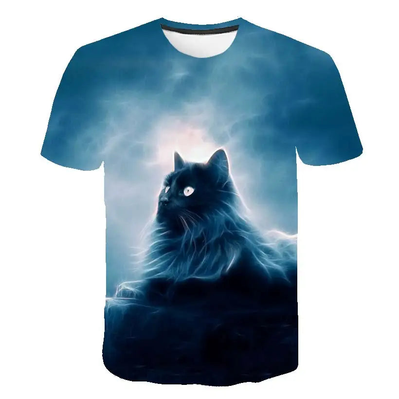 VibeWear™ T-Shirt Enfant Kawaii Chat 3D — Unisexe 7-13 Ans
