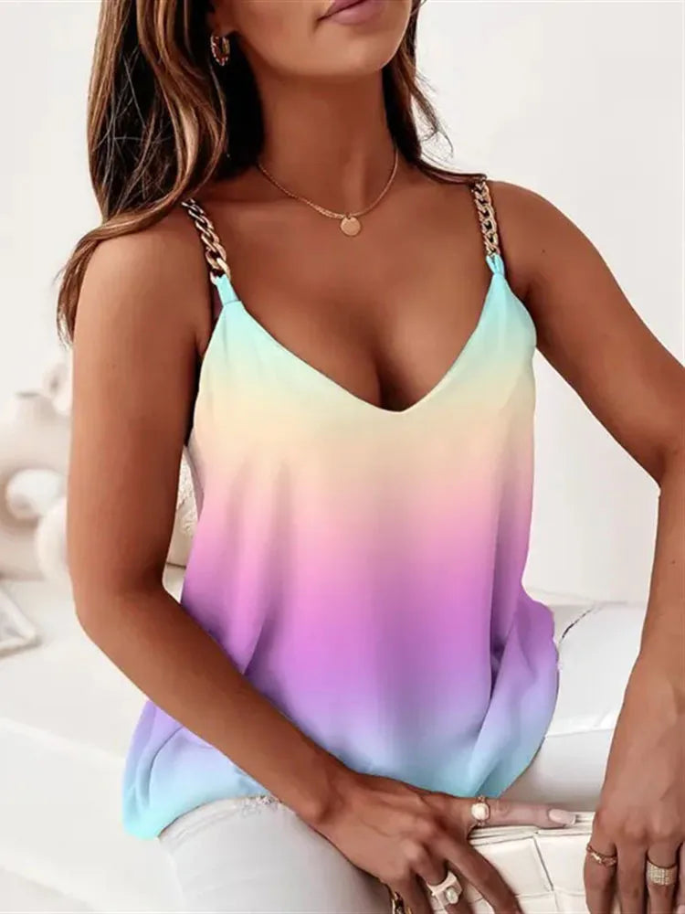Top Femme Col V Loose Imprimé
