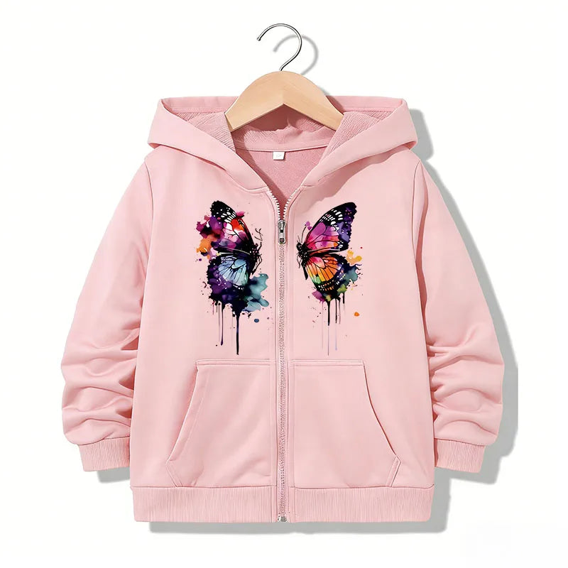 VibeWear™ — Hoodie Zippé Papillon Enfant