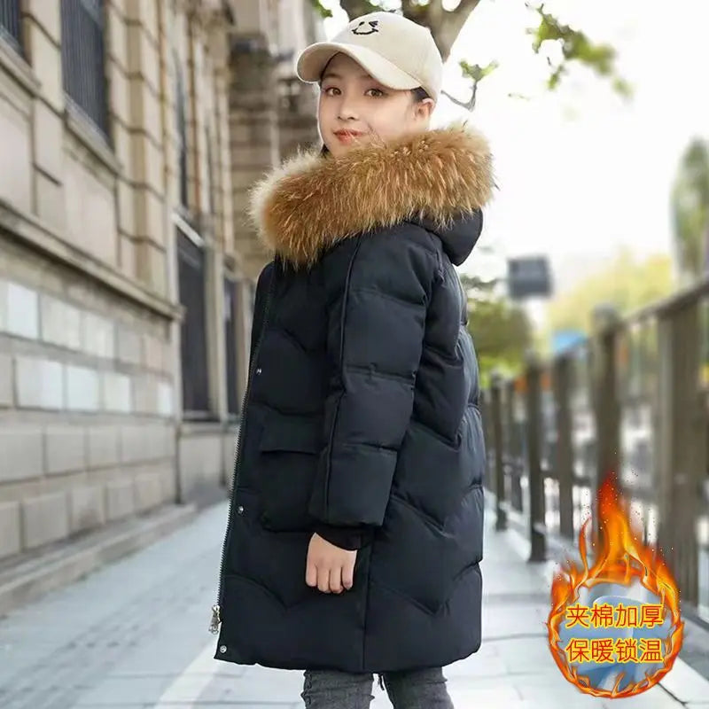 VibeWear™ Doudoune Fille Hiver à Capuche Fourrure — 6-14 Ans