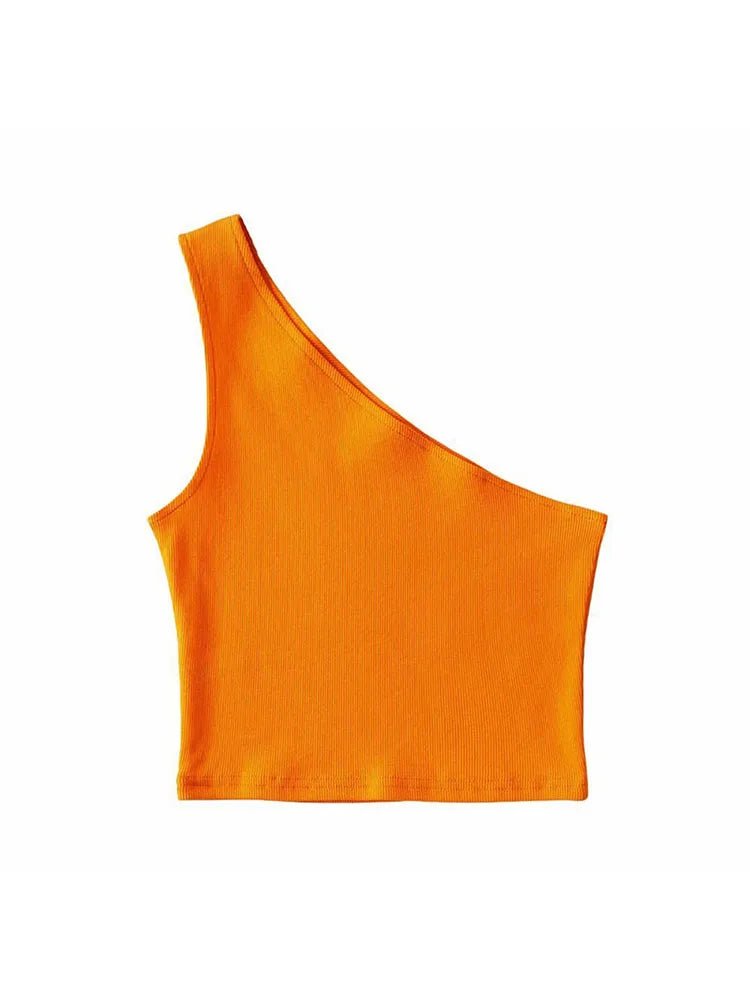 VibeWear™ Crop Top Épaule Dénudée Effet Corset — Col Oblique Sexy Été S-M