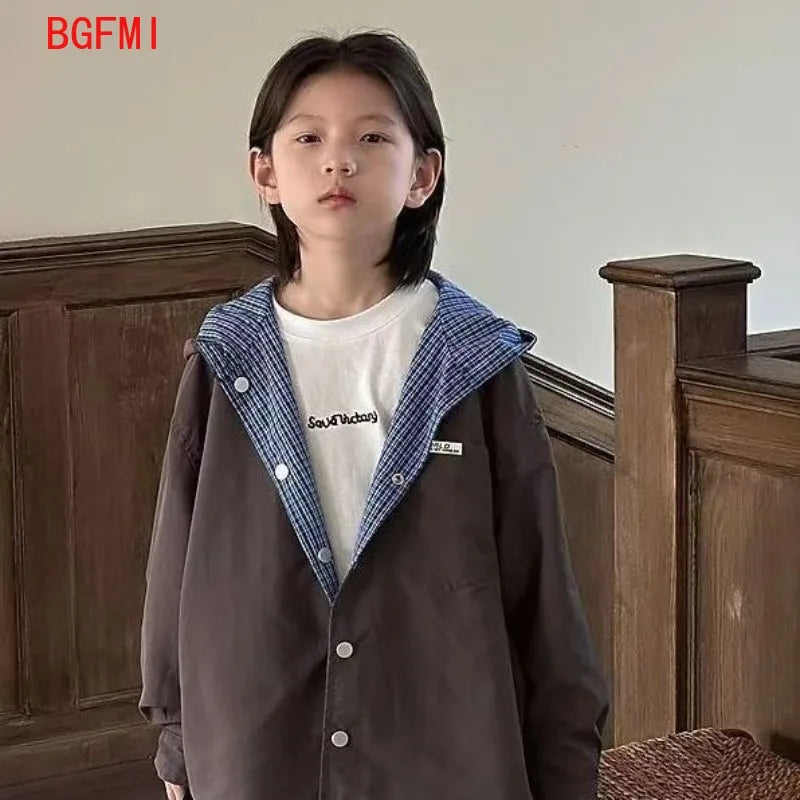 VibeWear™ Veste Coupe-Vent Enfant Double Face — Style Coréen 3-12 Ans