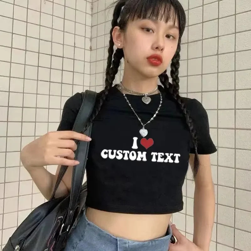 VibeWear™ Crop Top Personnalisé Photo & Logo DIY — Femme Manches Courtes XS-XL