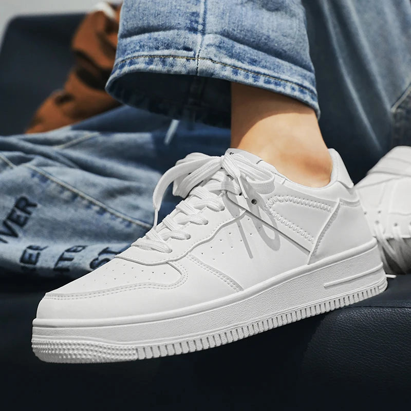 VibeWear™ Sneakers Basses Blanches Style Skate — Unisexe Pointures 39-44
