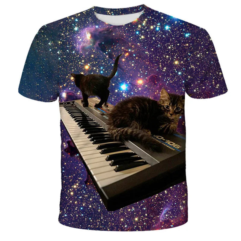 VibeWear™ T-Shirt Enfant Kawaii Chat 3D — Unisexe 7-13 Ans