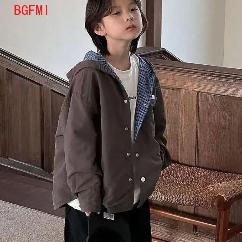 VibeWear™ Veste Coupe-Vent Enfant Double Face — Style Coréen 3-12 Ans
