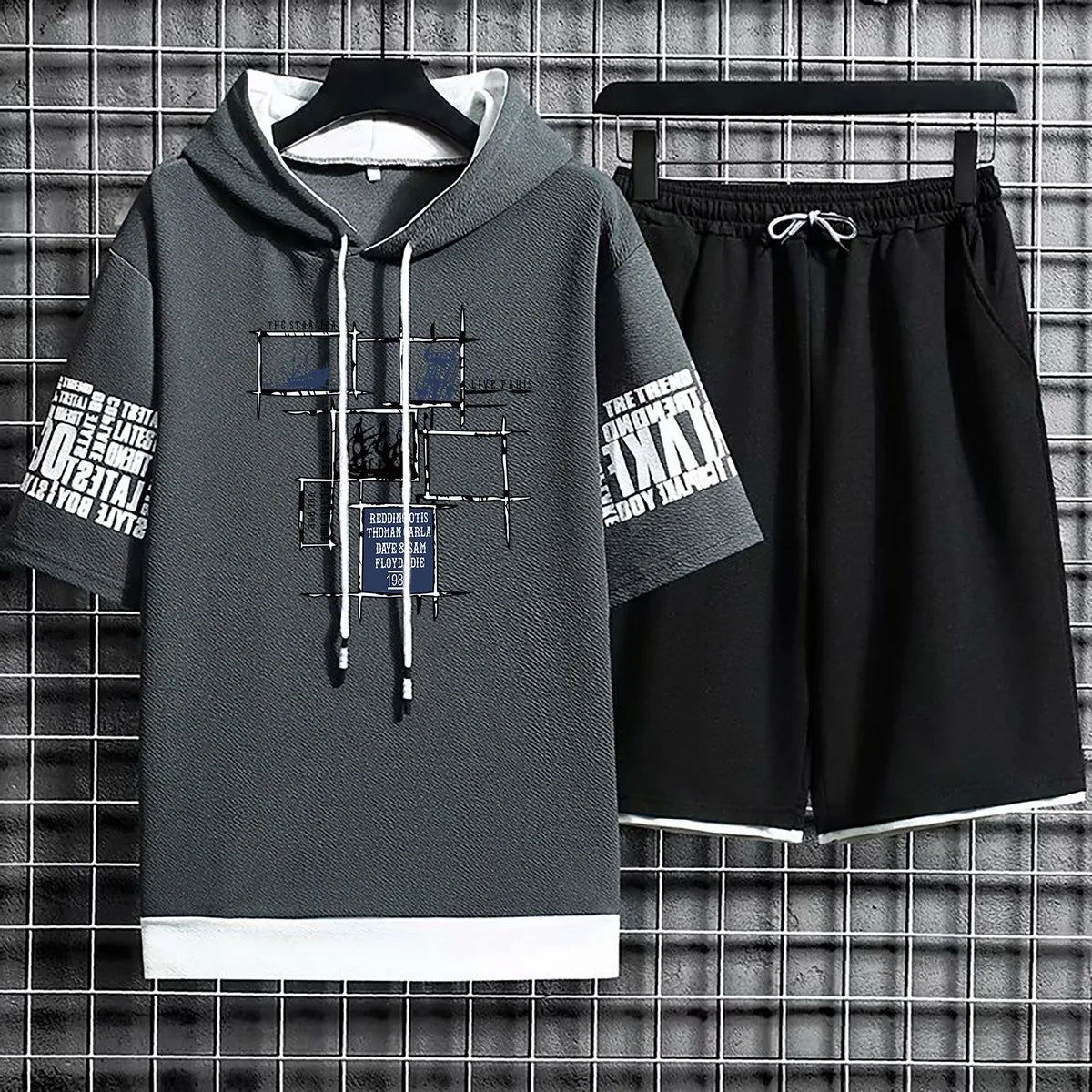 VibeWear™ Short-Sleeve Hoodie & Shorts Set