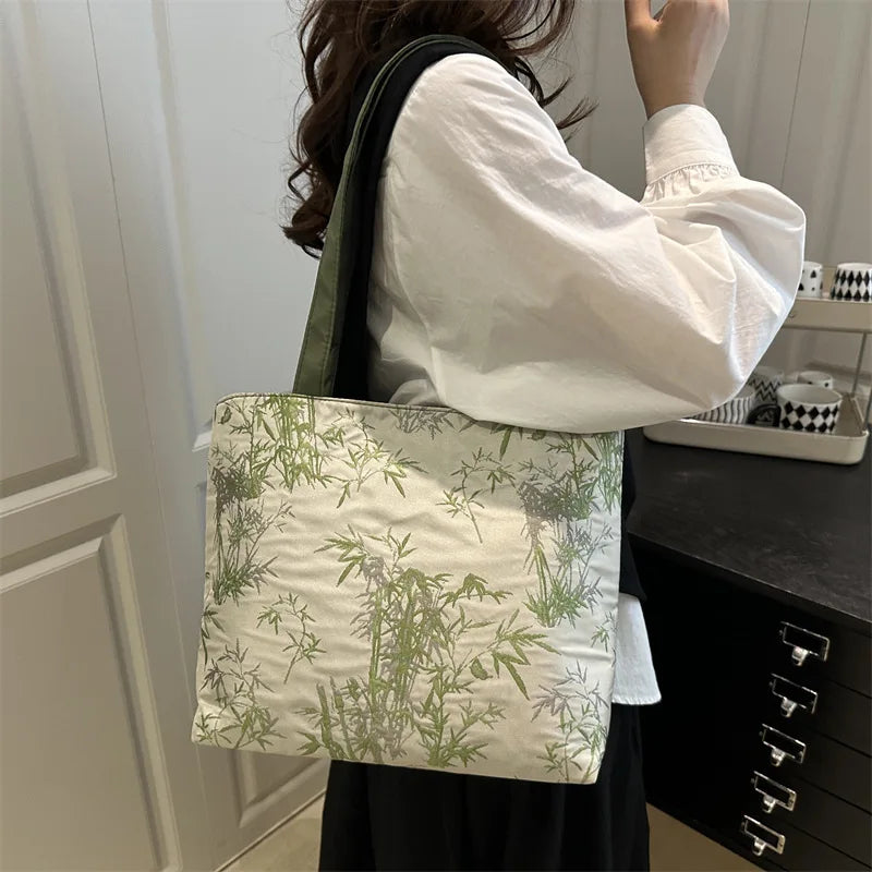 VibeWear™ Tote Bag Femme Grande Capacité — Broderie Florale Style Urban