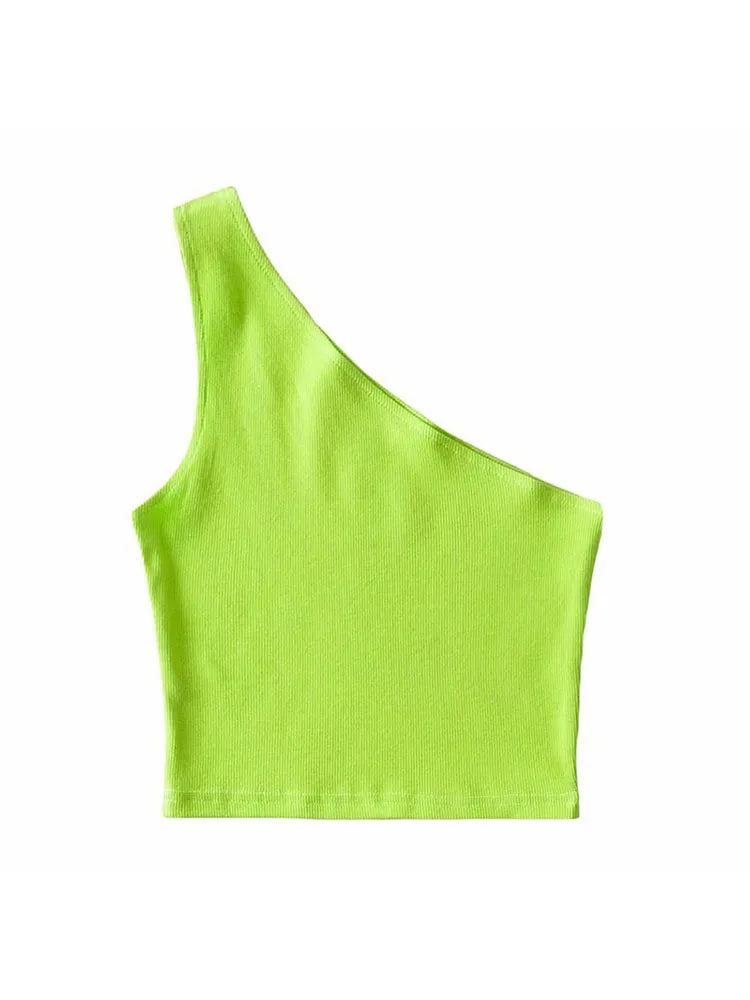 VibeWear™ Crop Top Épaule Dénudée Effet Corset — Col Oblique Sexy Été S-M