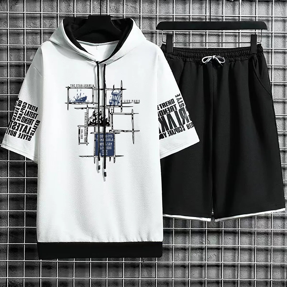 VibeWear™ Short-Sleeve Hoodie & Shorts Set