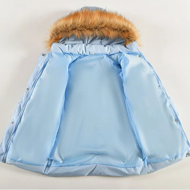 VibeWear™ Doudoune Fille Hiver à Capuche Fourrure — 6-14 Ans