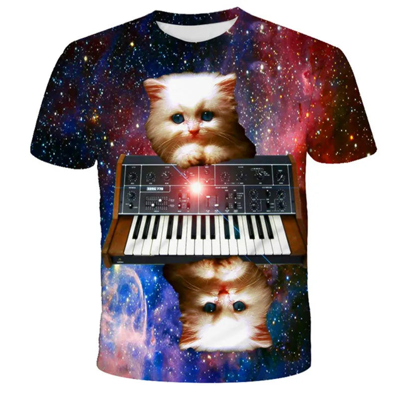 VibeWear™ T-Shirt Enfant Kawaii Chat 3D — Unisexe 7-13 Ans