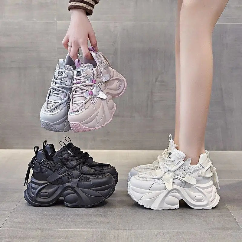 VibeWear™ Sneakers Femme Chunky Blanches — Dad Shoes Semelle Épaisse & Sangles