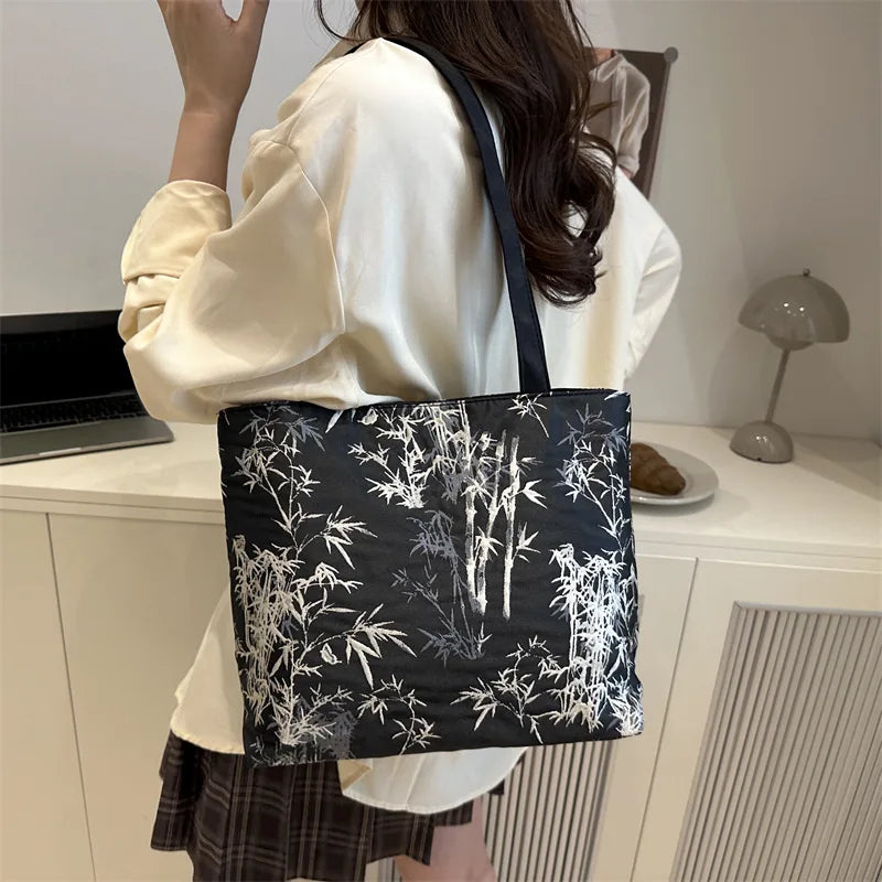 VibeWear™ Tote Bag Femme Grande Capacité — Broderie Florale Style Urban