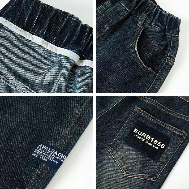 VibeWear™ Jean Garçon Streetwear Imprimé Lettres — Coupe Loose 4-14 Ans