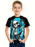 VibeWear™ T-Shirt Enfant Halloween Citrouille & Tête de Mort — 2-10 Ans