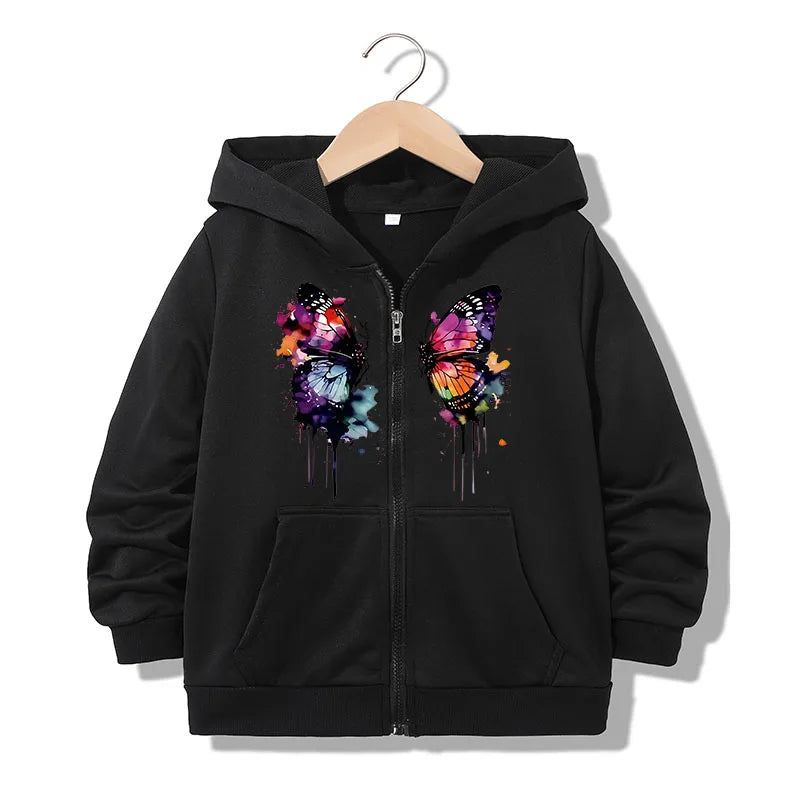 VibeWear™ — Hoodie Zippé Papillon Enfant
