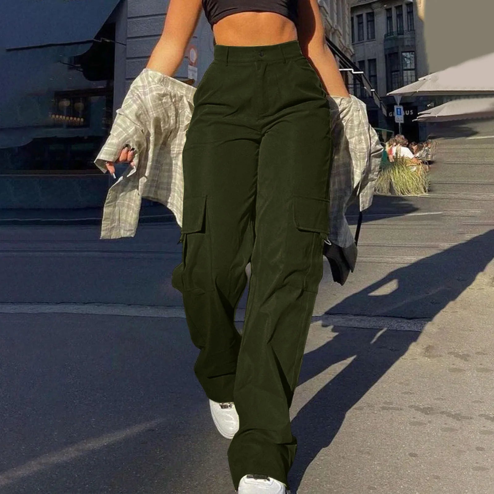 VibeWear™ — Pantalon Cargo Wide Leg Femme