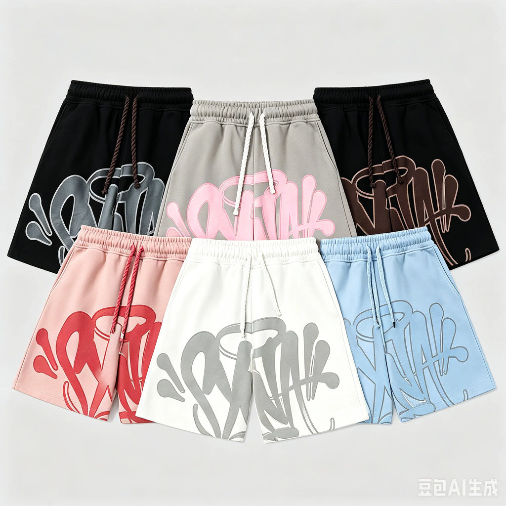 VibeWear™ Short Streetwear Noir Graffiti Lettres Blanc — Séchage Rapide Unisexe