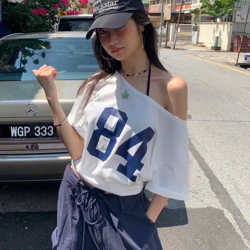 T-shirt Off Shoulder Y2K — VibeWear