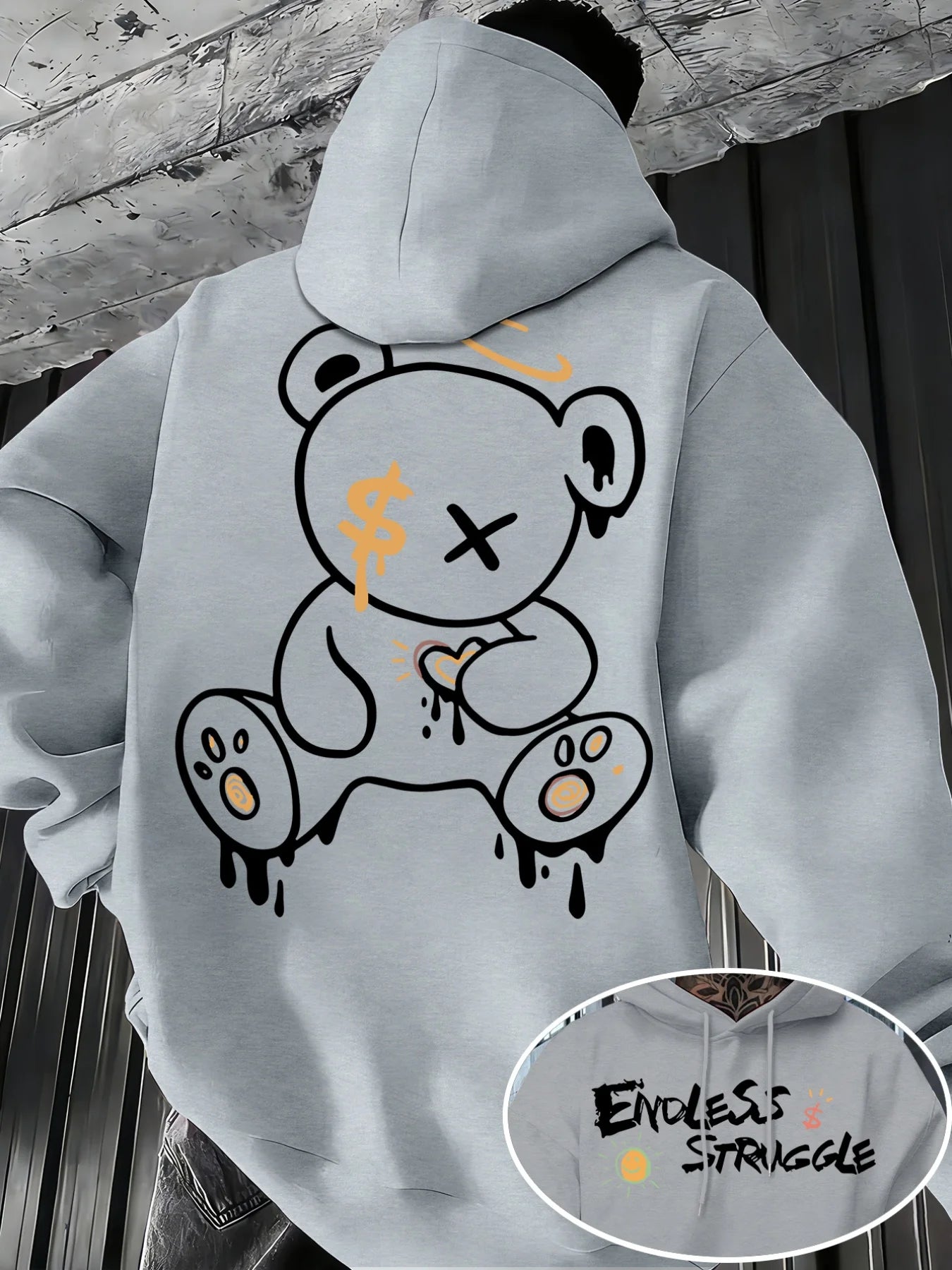 VibeWear™ Money Bear Oversized Hoodie Sweatshirt with Print