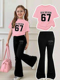 VibeWear™ Ensemble Fille 2 Pièces Rose & Noir — Style Cute 4-12 Ans