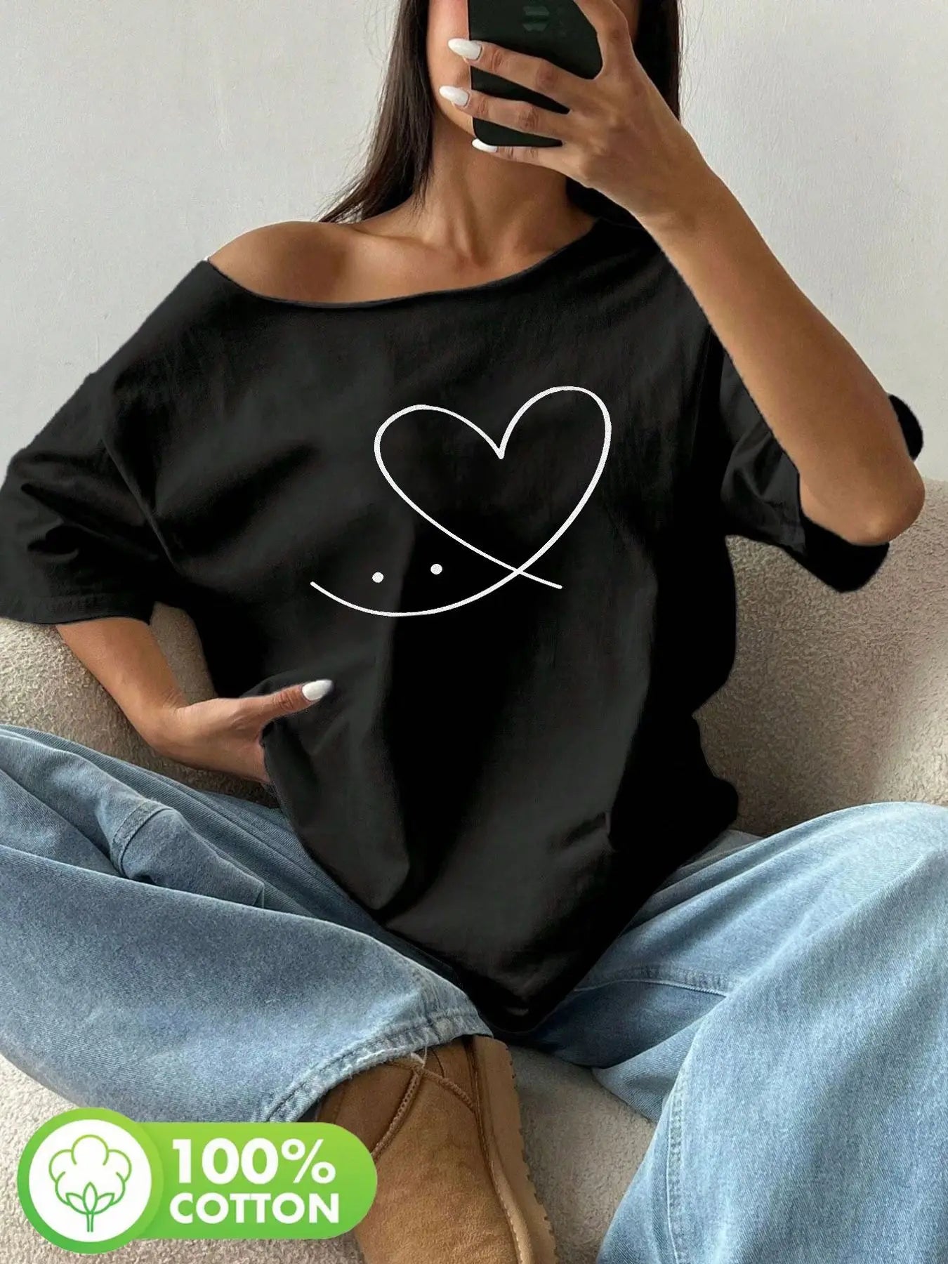T-shirt Smile Face Y2K Oversize — VibeWear