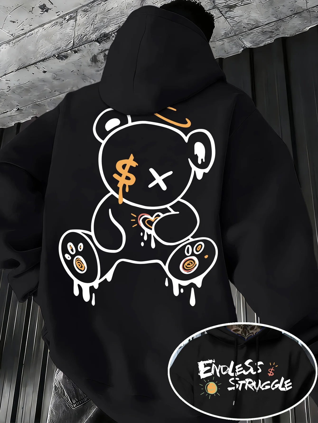 VibeWear™ Money Bear Oversized Hoodie Sweatshirt with Print
